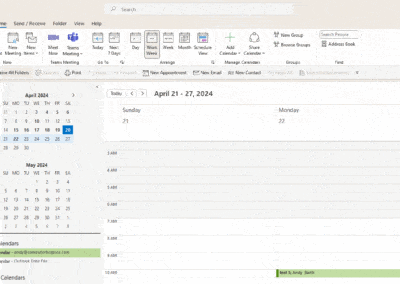 accepted appointment test 3 in the Microsoft 365 calendar