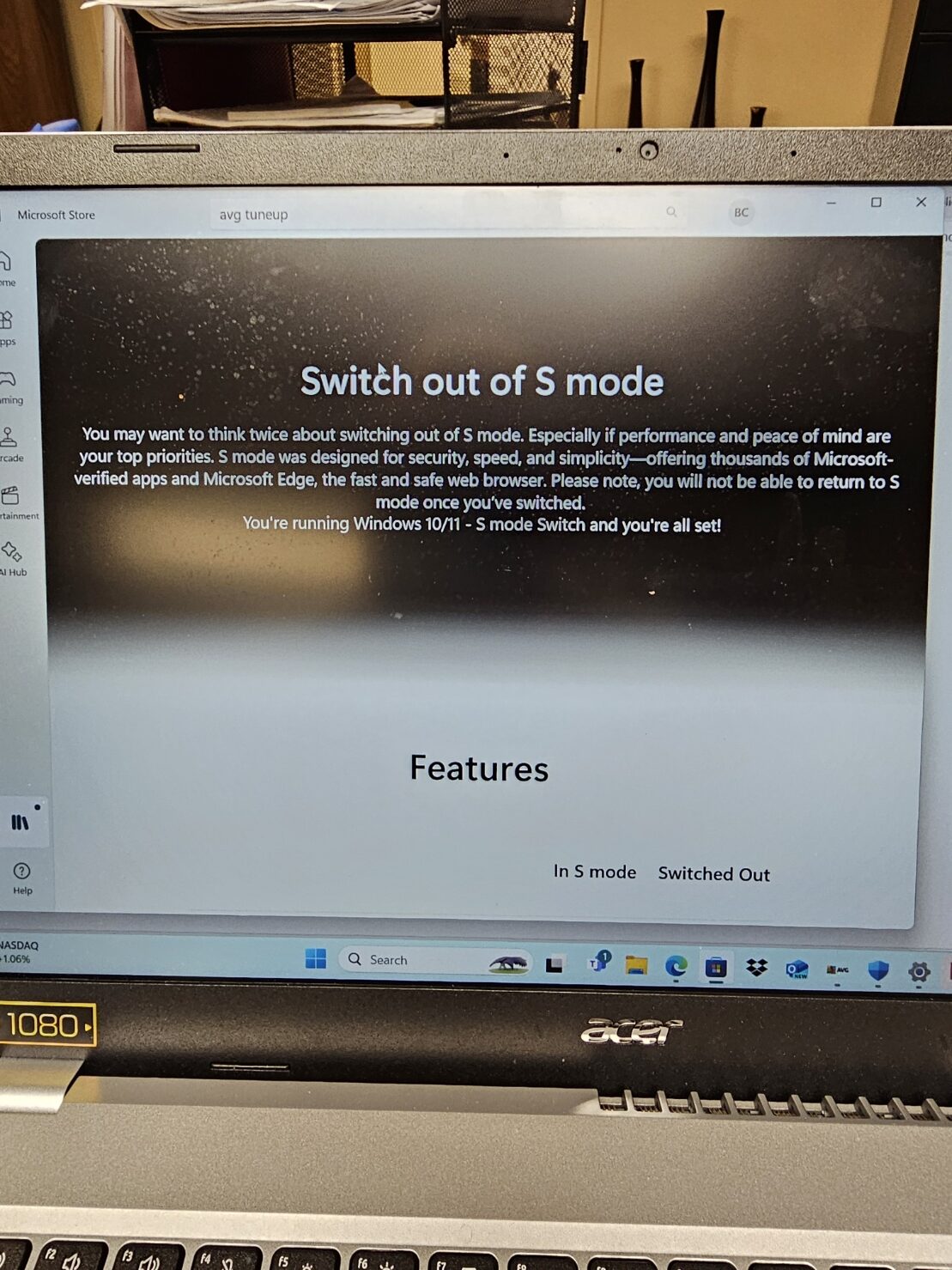 switch of S Mode Windows