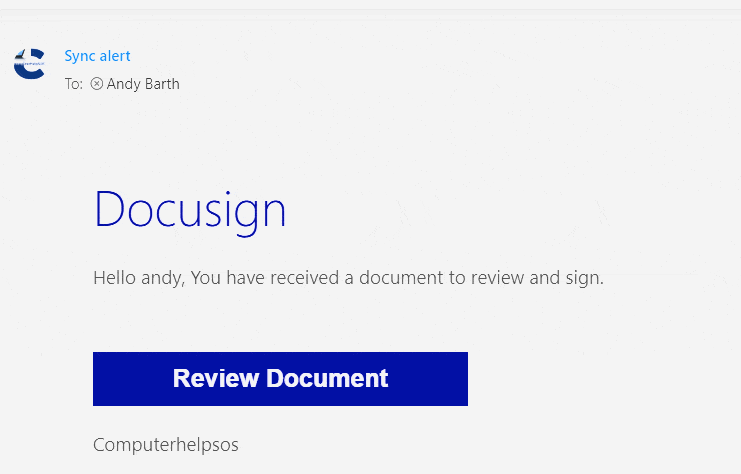 Malware Example Docusign Email